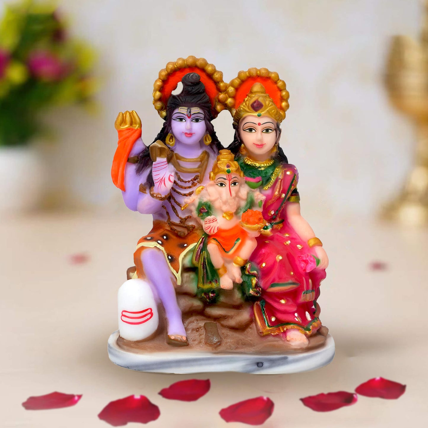 Marble Shivparivar Hindu Goddess Statue