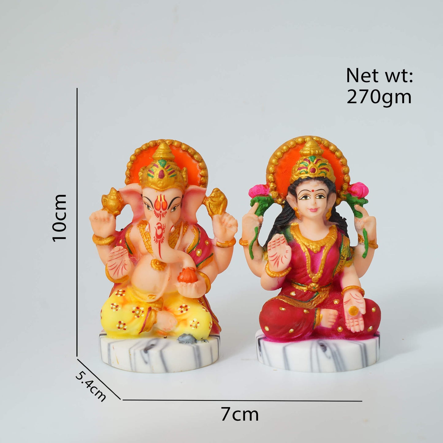 Marble Laxmi Ganesh Idol (10 cm x 7 cm | 270 gm)