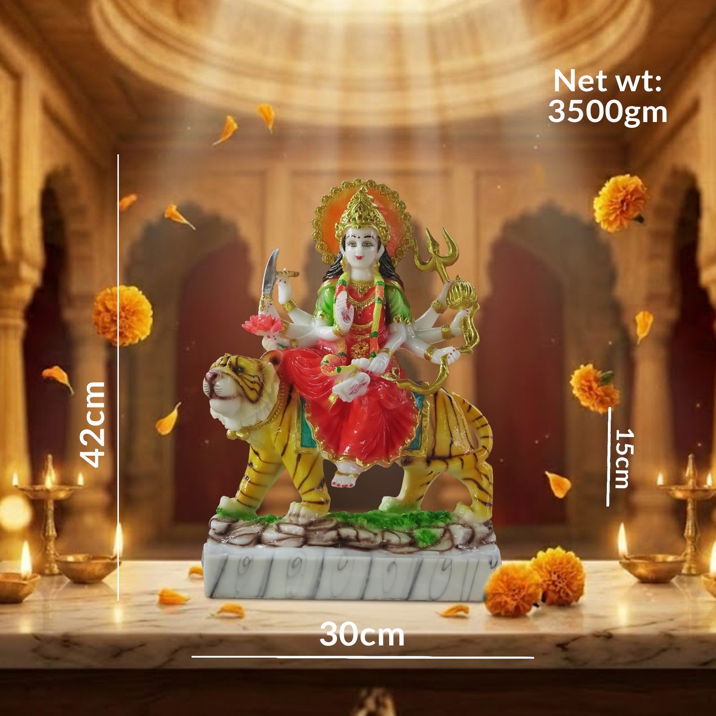 Durga Maa Murti on Tiger Home Temple & Navratri Decor