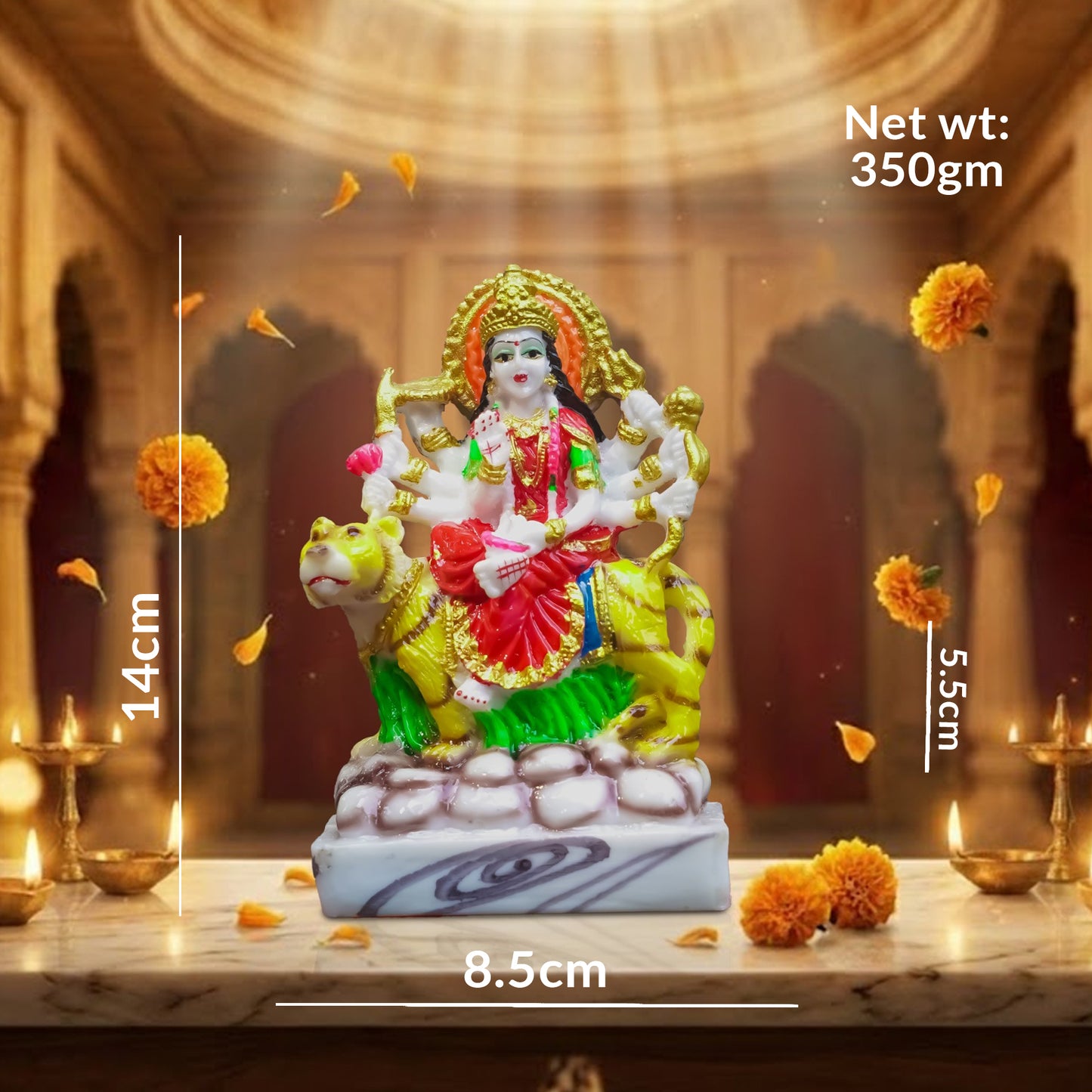 Maa Durga Idol on Tiger Murti for Home Temple