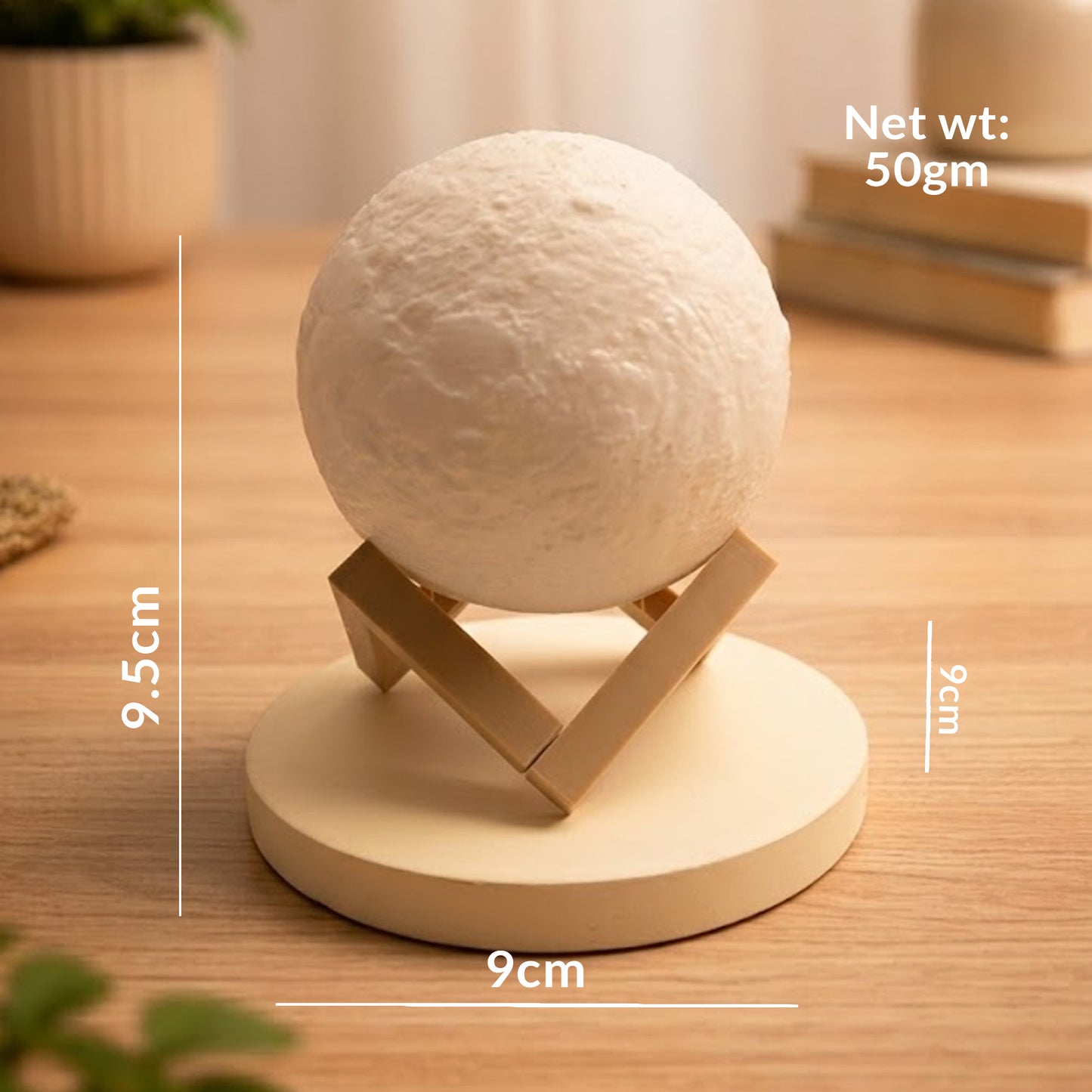 Moon Lamp with Wooden Stand | 3D Lunar LED Night Light & Premium Home Décor