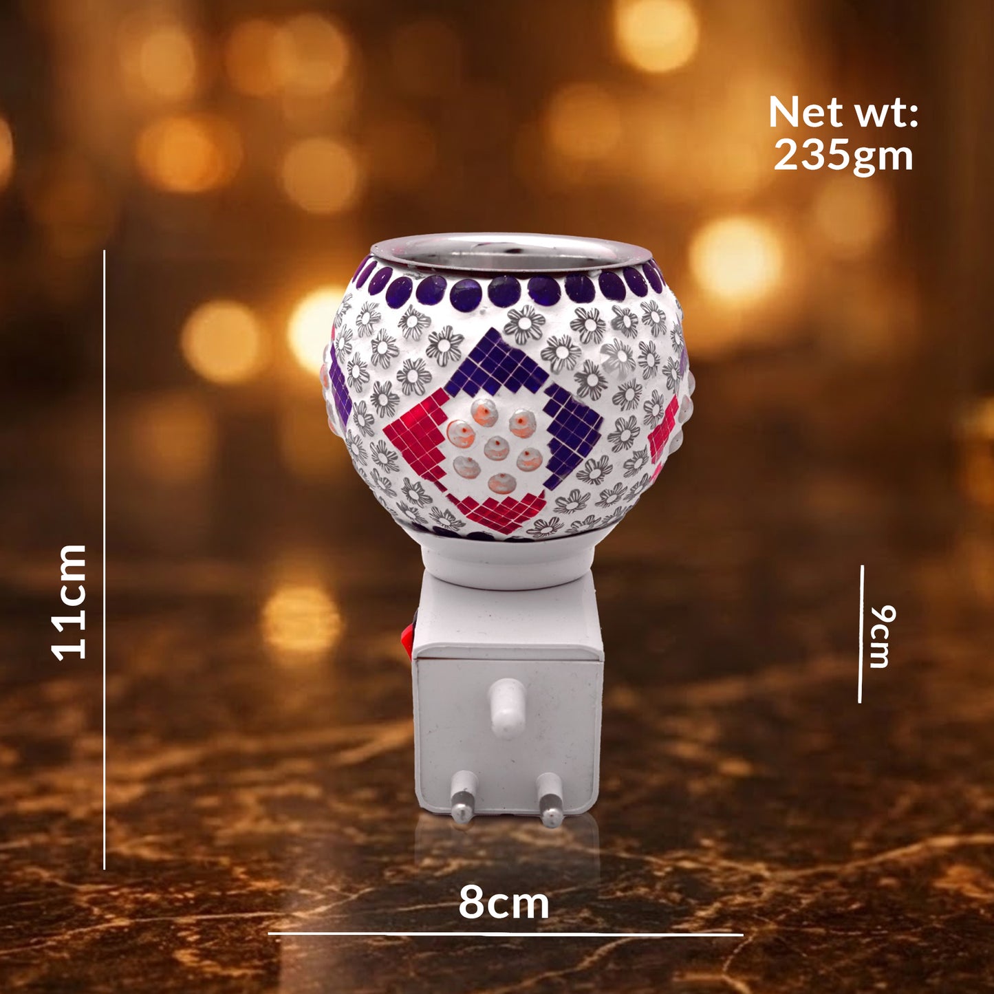 Handcrafted Mosaic Plug-In Night Lamp | Decorative Ambient Light for Home Décor