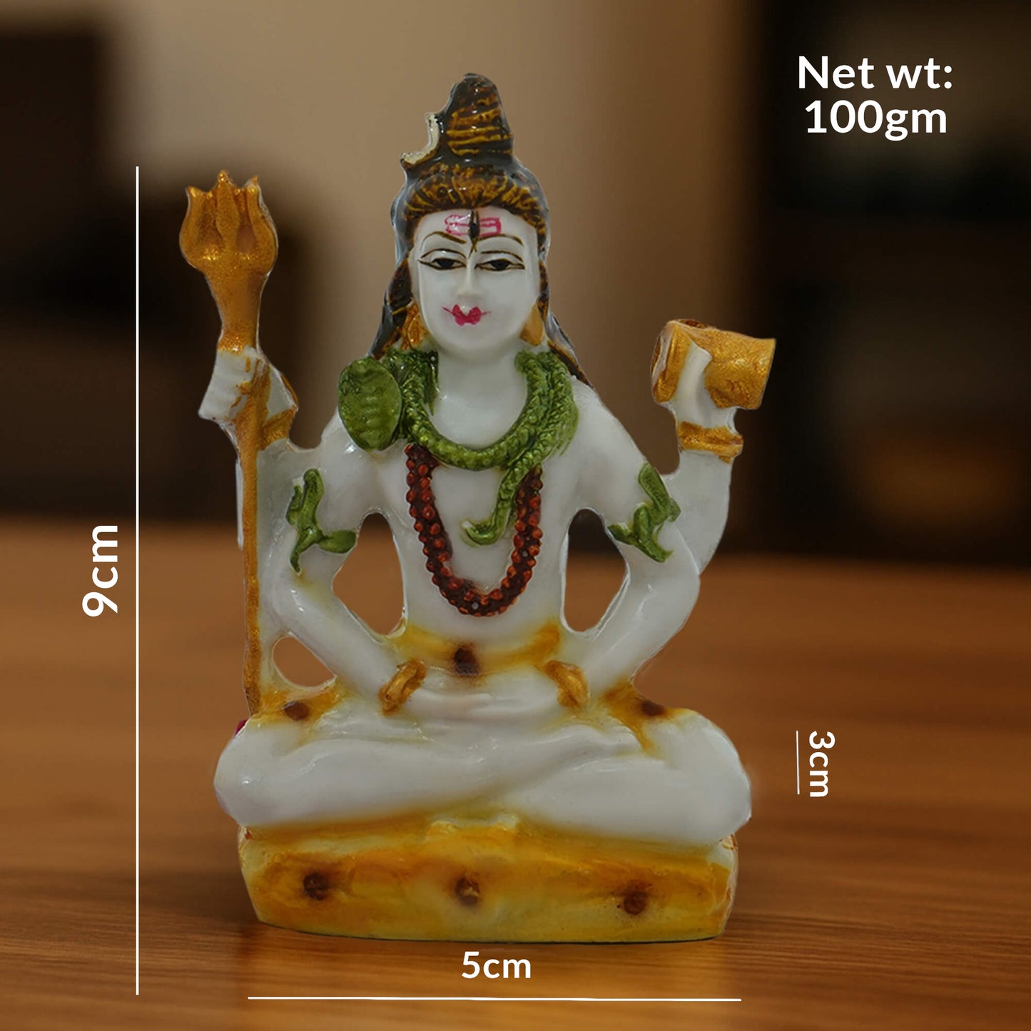 Mahadev Shiva Idol with Trishul & Damru | Marble Finish Lord Shiva Statue for Home Temple & Spiritual Decor
