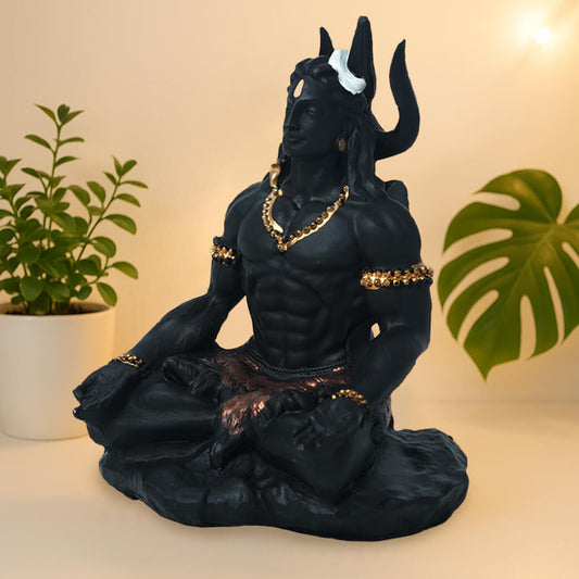 Black Marble Mahayogi Hindu Goddess Statue