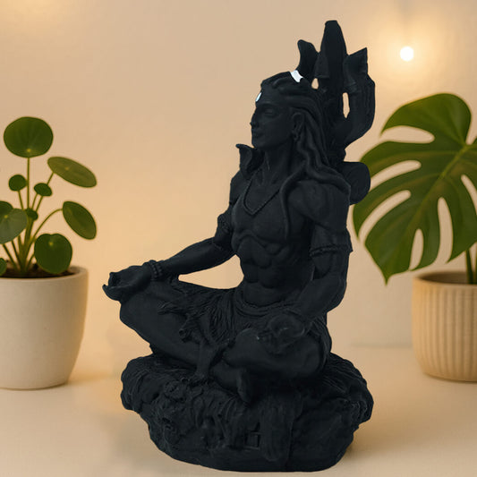 Black Marble Mahayogi Hindu Goddess Statue