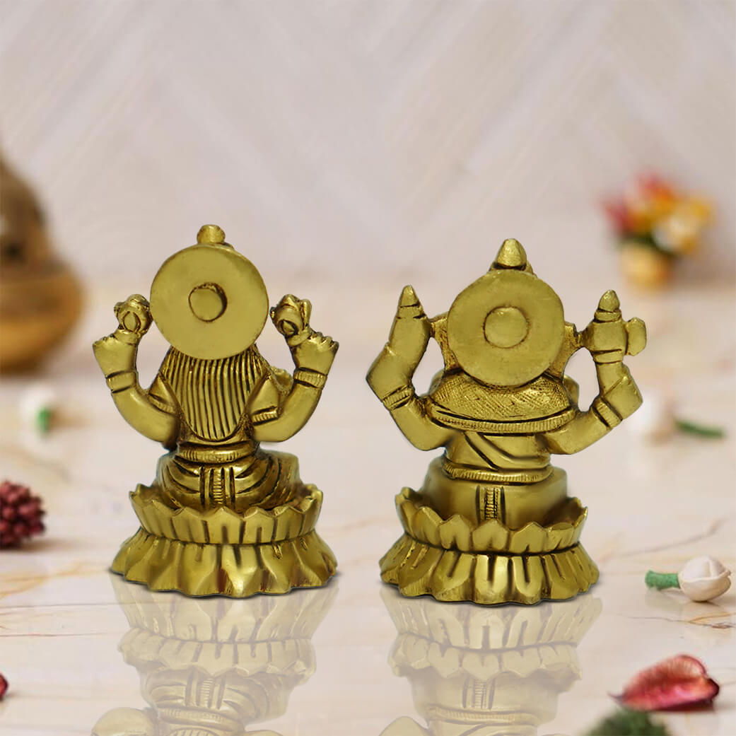 Brass Laxmi Ganesh Hindu Goddess Statue