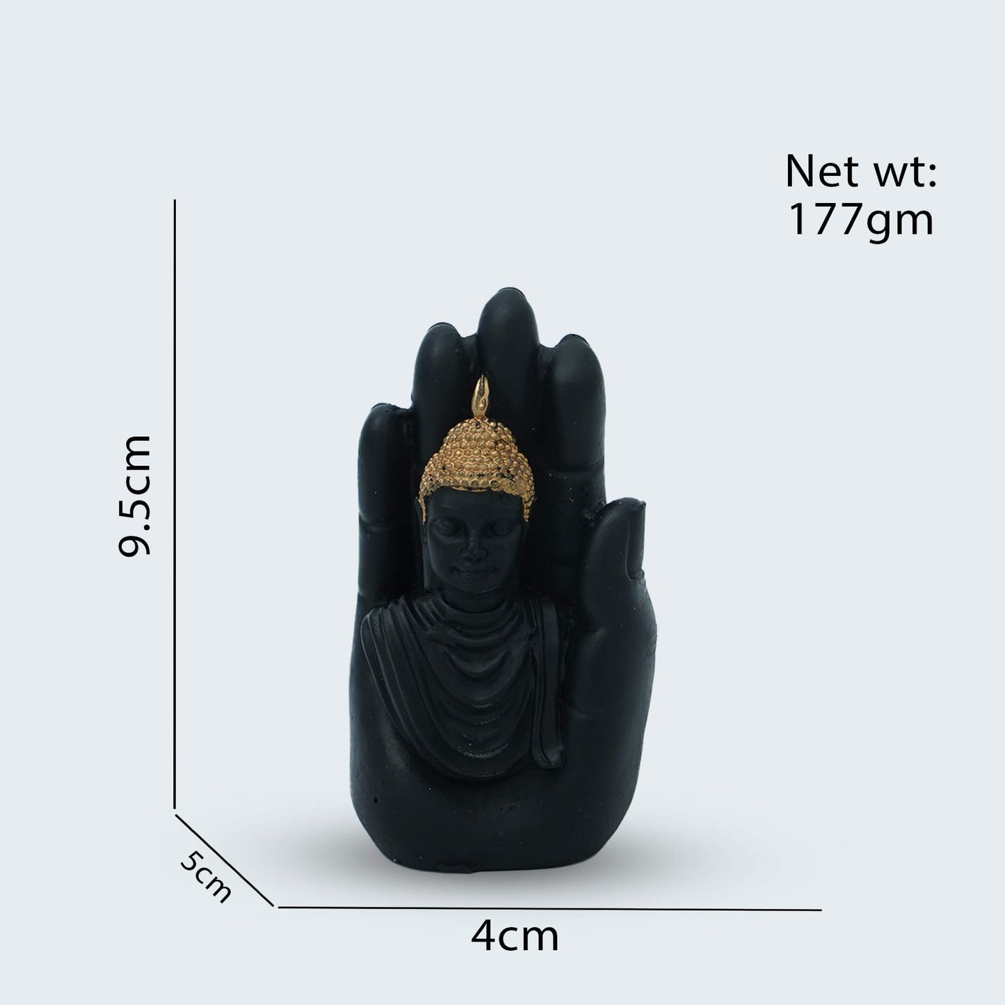 Marble Black Buddha Hand Murti (9.5 cm × 4 cm | 177 gm)