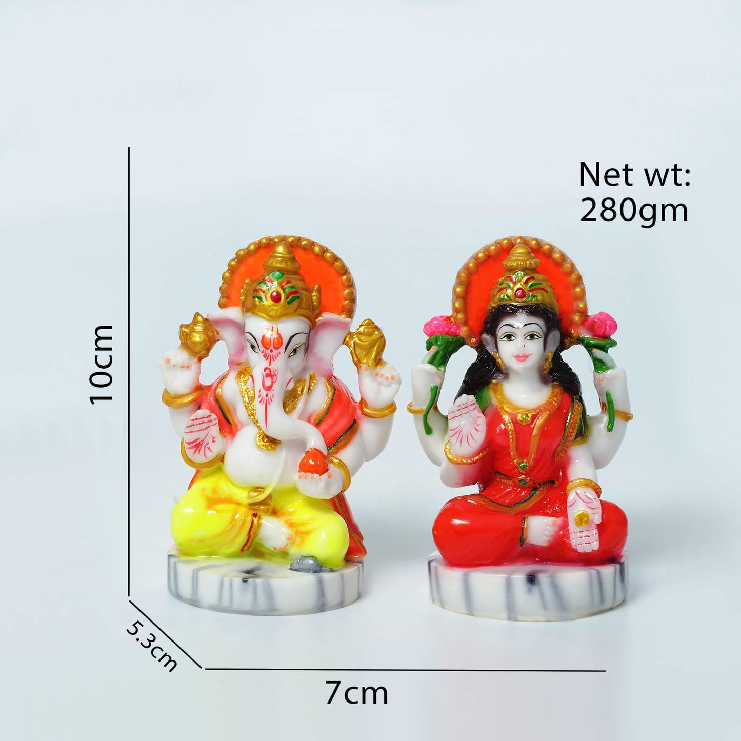 Marble Laxmi Ganesh Idol (10 cm x 7 cm | 280 gm)