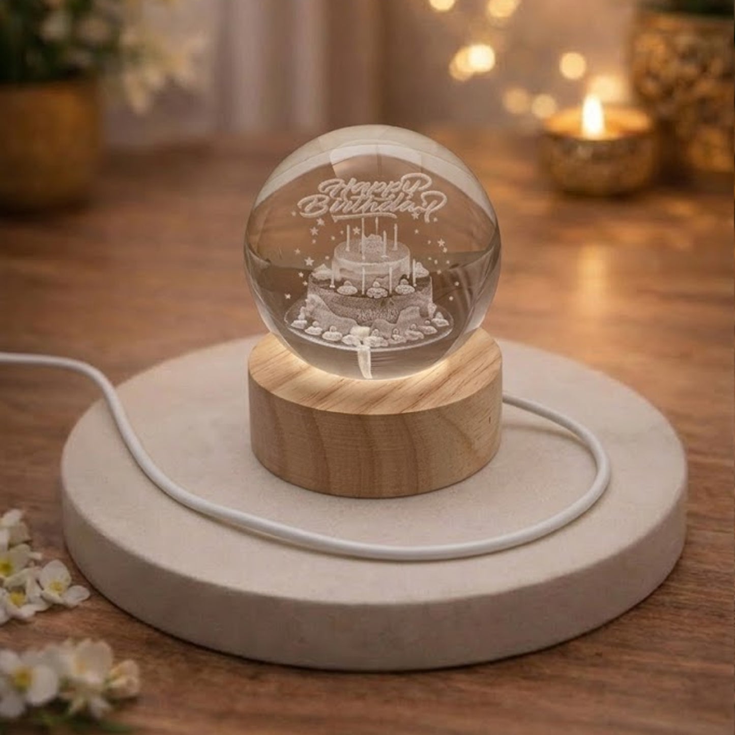 3D Crystal Ball LED Lamp | Premium Decorative Night Light & Personalized Gift