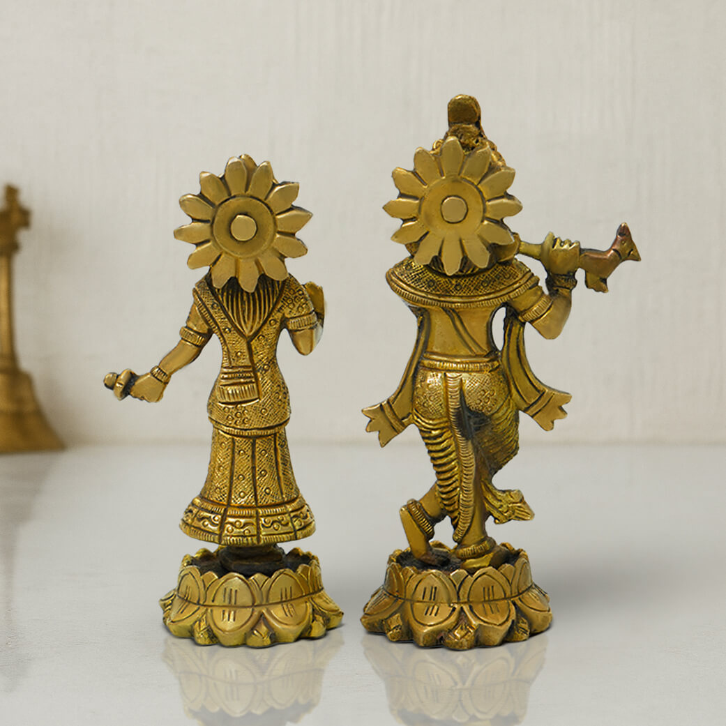 Brass Radha Krishna Hindu Goddess Statue