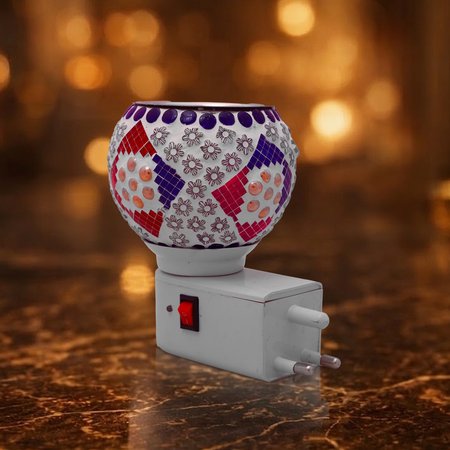 Handcrafted Mosaic Plug-In Night Lamp | Decorative Ambient Light for Home Décor