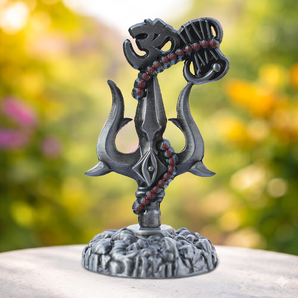Mahadev Shiva Trishul with Om & Damru for Home & Puja Room | 9.7 cm Height x 5.1 cm Base | 109 gm Lightweight Spiritual Decor