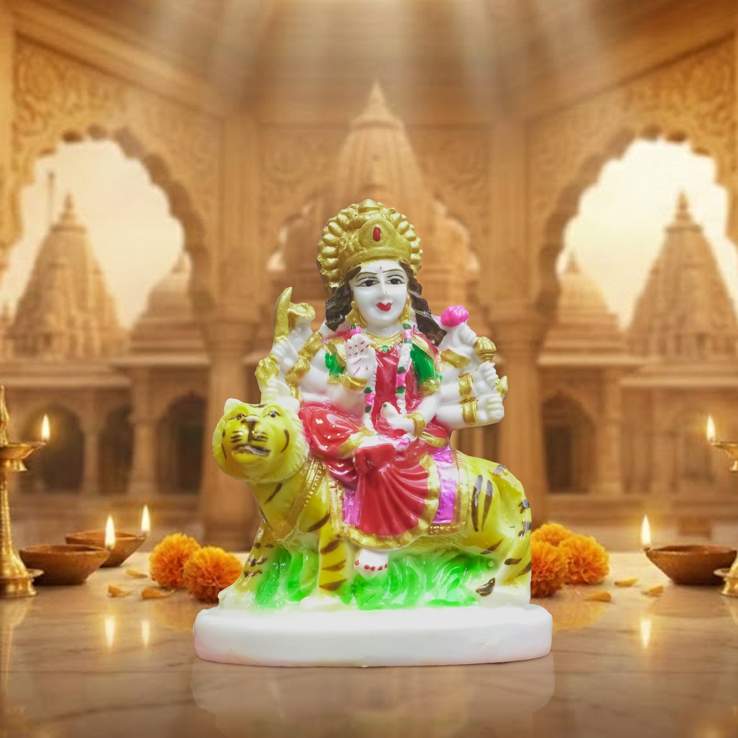 Maa Durga Idol on Tiger  Home Temple & Navratri Decor