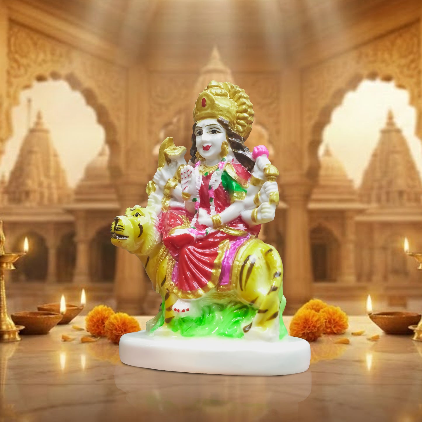 Maa Durga Idol on Tiger  Home Temple & Navratri Decor