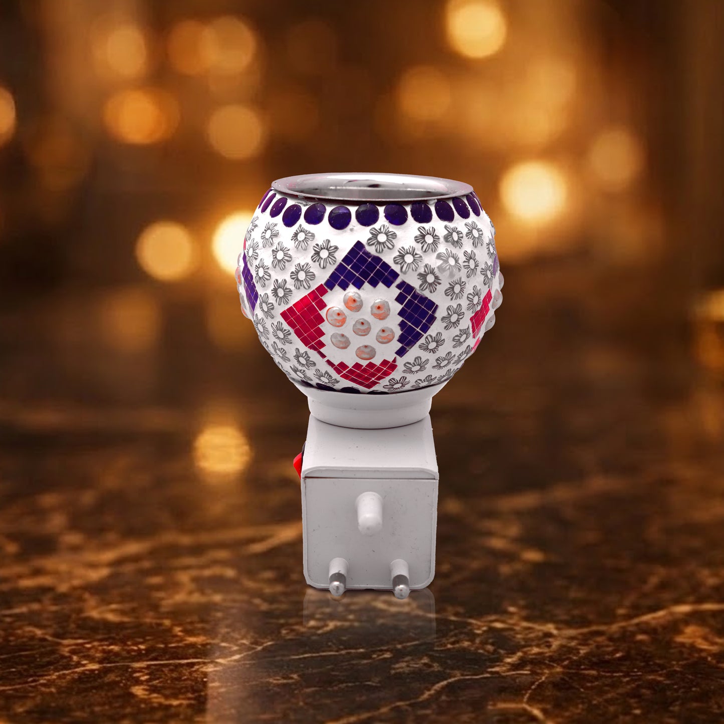 Handcrafted Mosaic Plug-In Night Lamp | Decorative Ambient Light for Home Décor