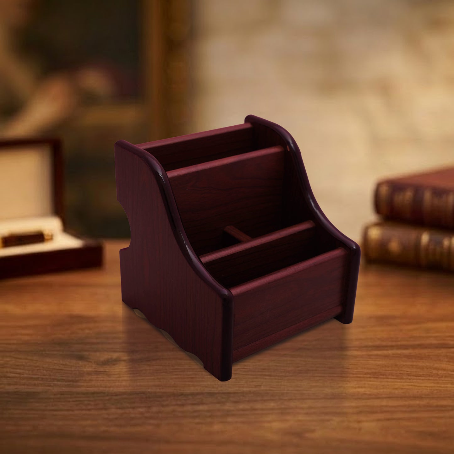 Premium Wooden Desk Organizer | Multi-Compartment Office & Workspace Organizer