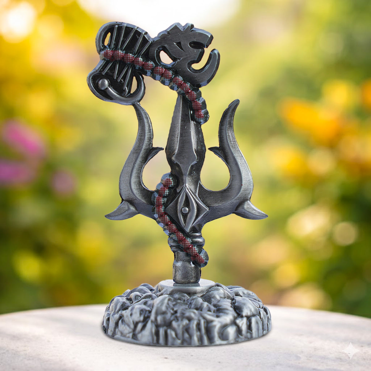 Mahadev Shiva Trishul with Om & Damru for Home & Puja Room | 9.7 cm Height x 5.1 cm Base | 109 gm Lightweight Spiritual Decor