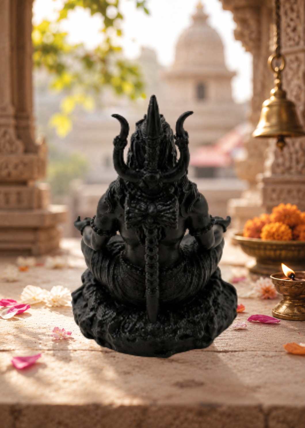 Premium Adiyogi Shiva Idol | Matte Black Finish | 9 cm Spiritual Home Decor