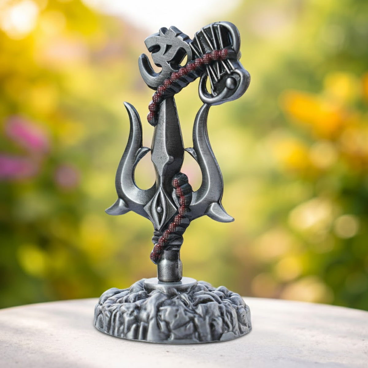 Mahadev Shiva Trishul with Om & Damru for Home & Puja Room | 9.7 cm Height x 5.1 cm Base | 109 gm Lightweight Spiritual Decor