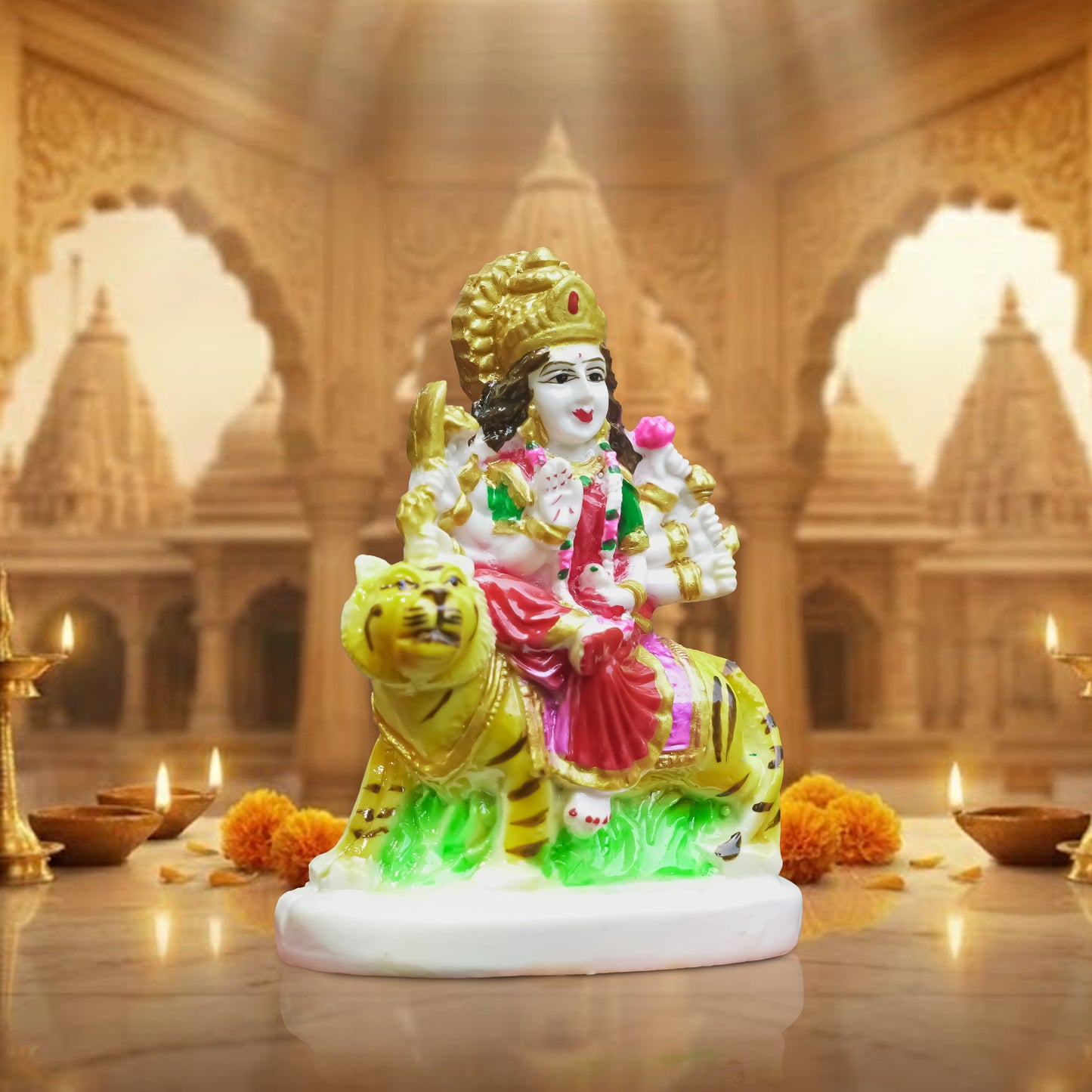 Maa Durga Idol on Tiger  Home Temple & Navratri Decor