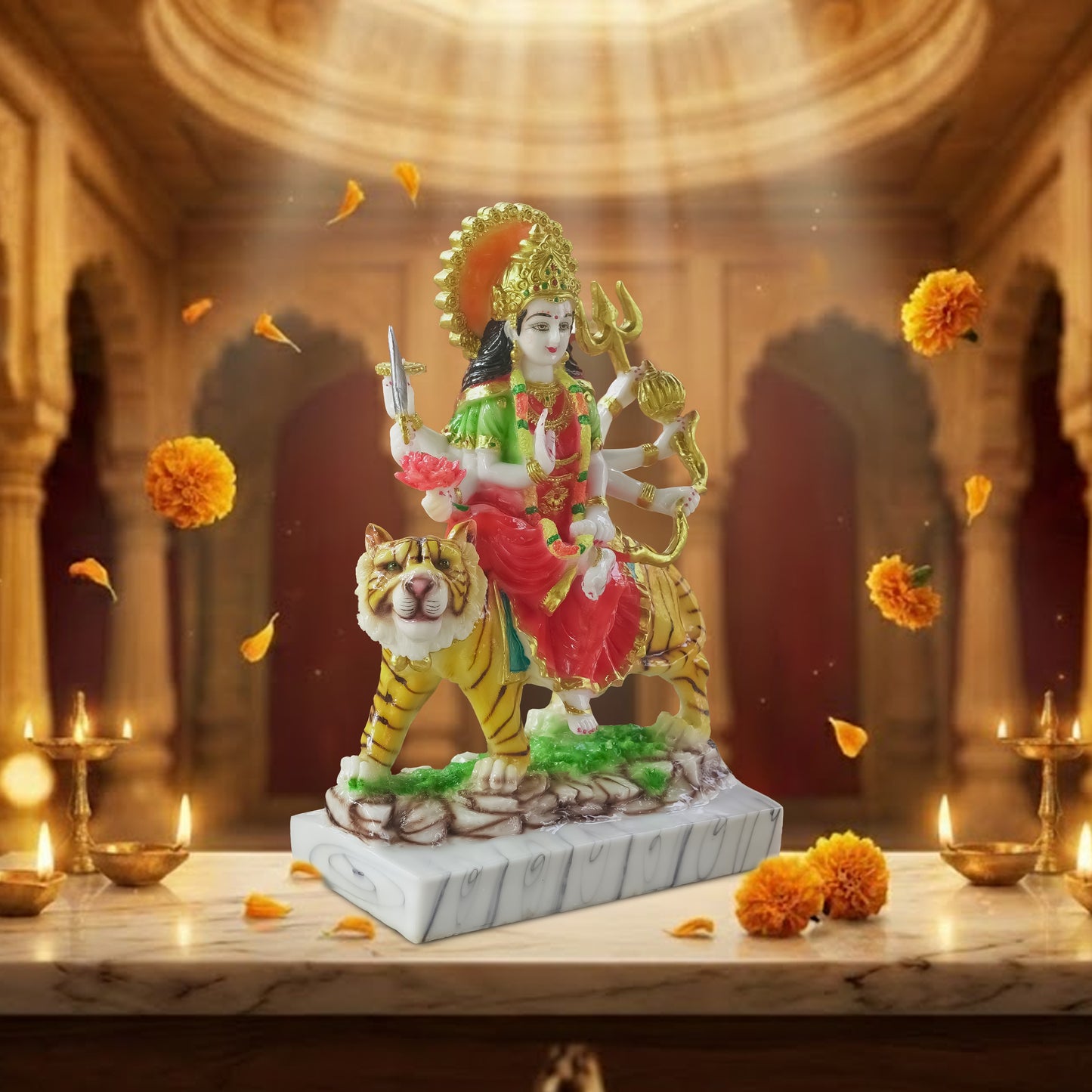 Durga Maa Murti on Tiger Home Temple & Navratri Decor