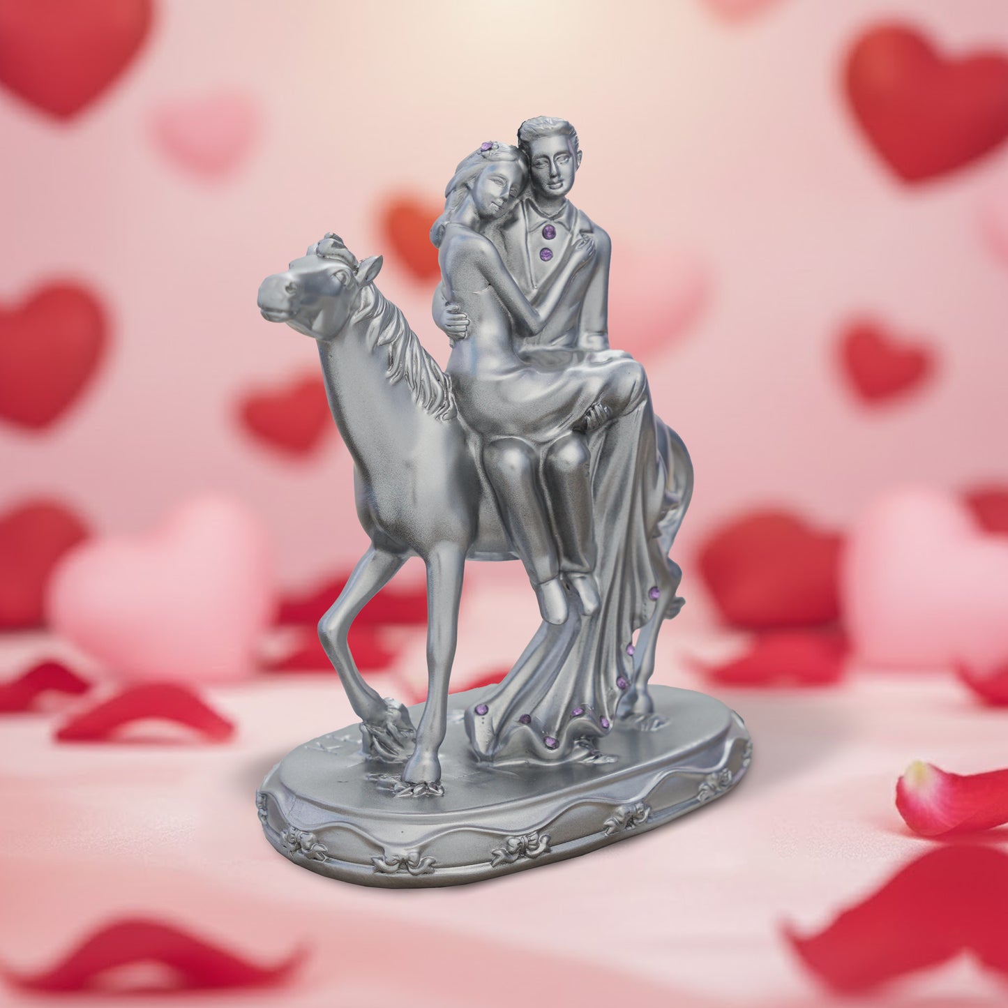 Elegant Silver Couple Showpiece Romantic Statue for Home Decor Gift