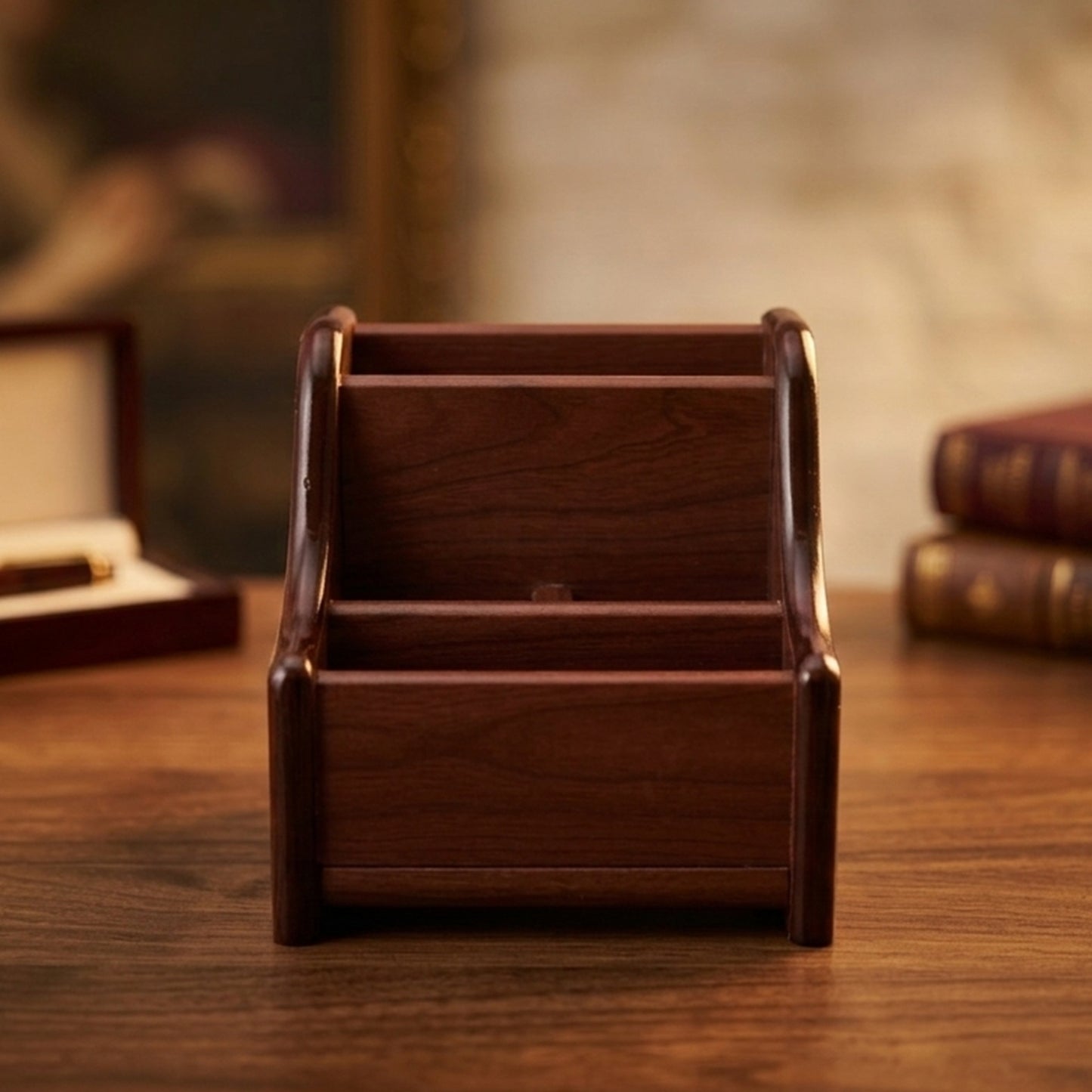 Premium Wooden Desk Organizer | Multi-Compartment Office & Workspace Organizer