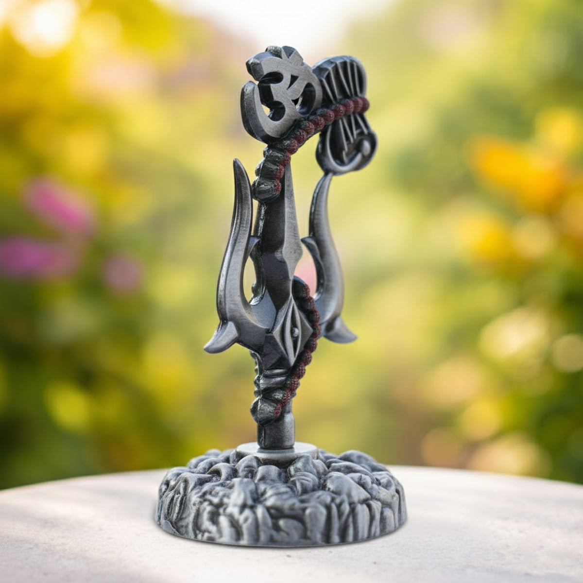 Mahadev Shiva Trishul with Om & Damru for Home & Puja Room | 9.7 cm Height x 5.1 cm Base | 109 gm Lightweight Spiritual Decor