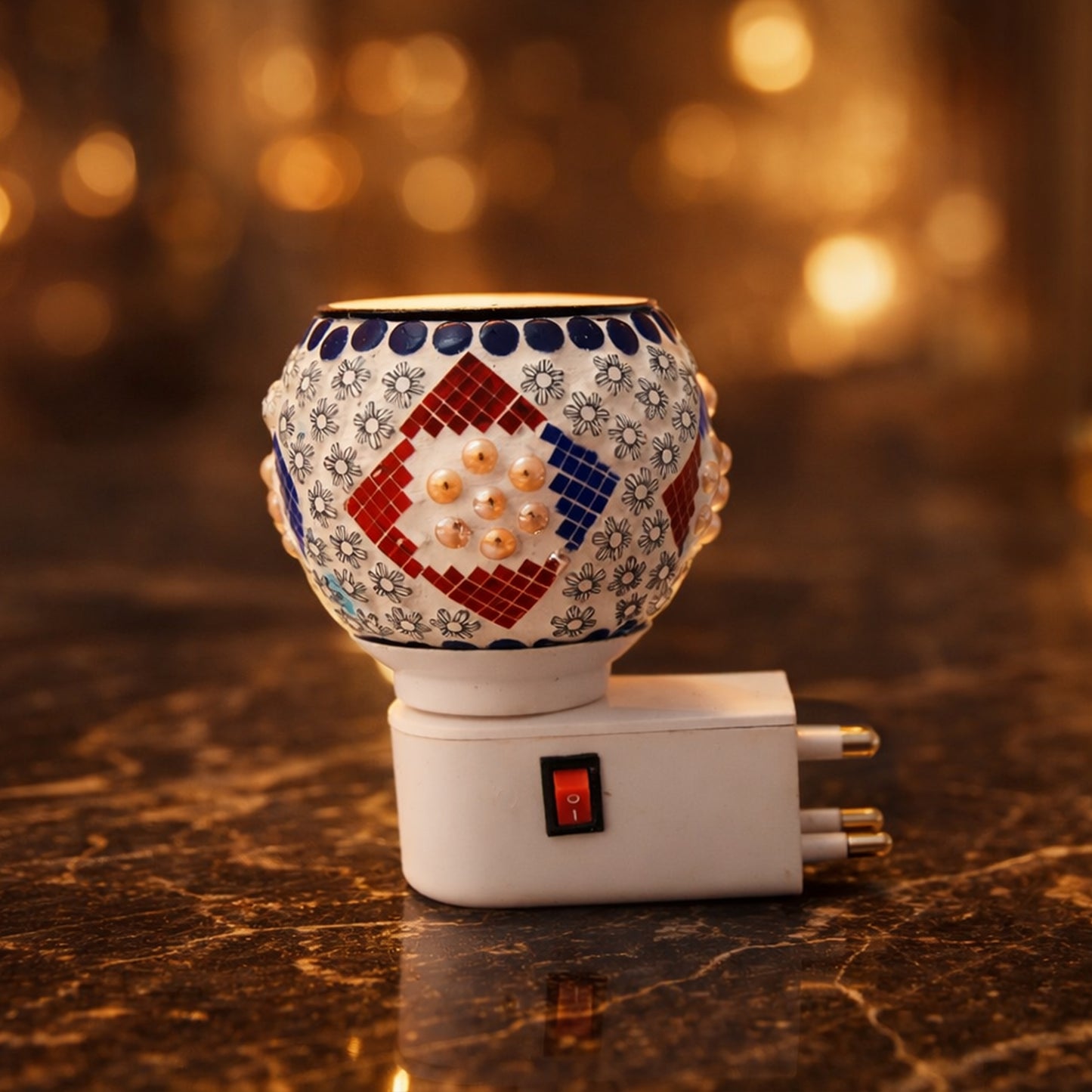 Handcrafted Mosaic Plug-In Night Lamp | Decorative Ambient Light for Home Décor