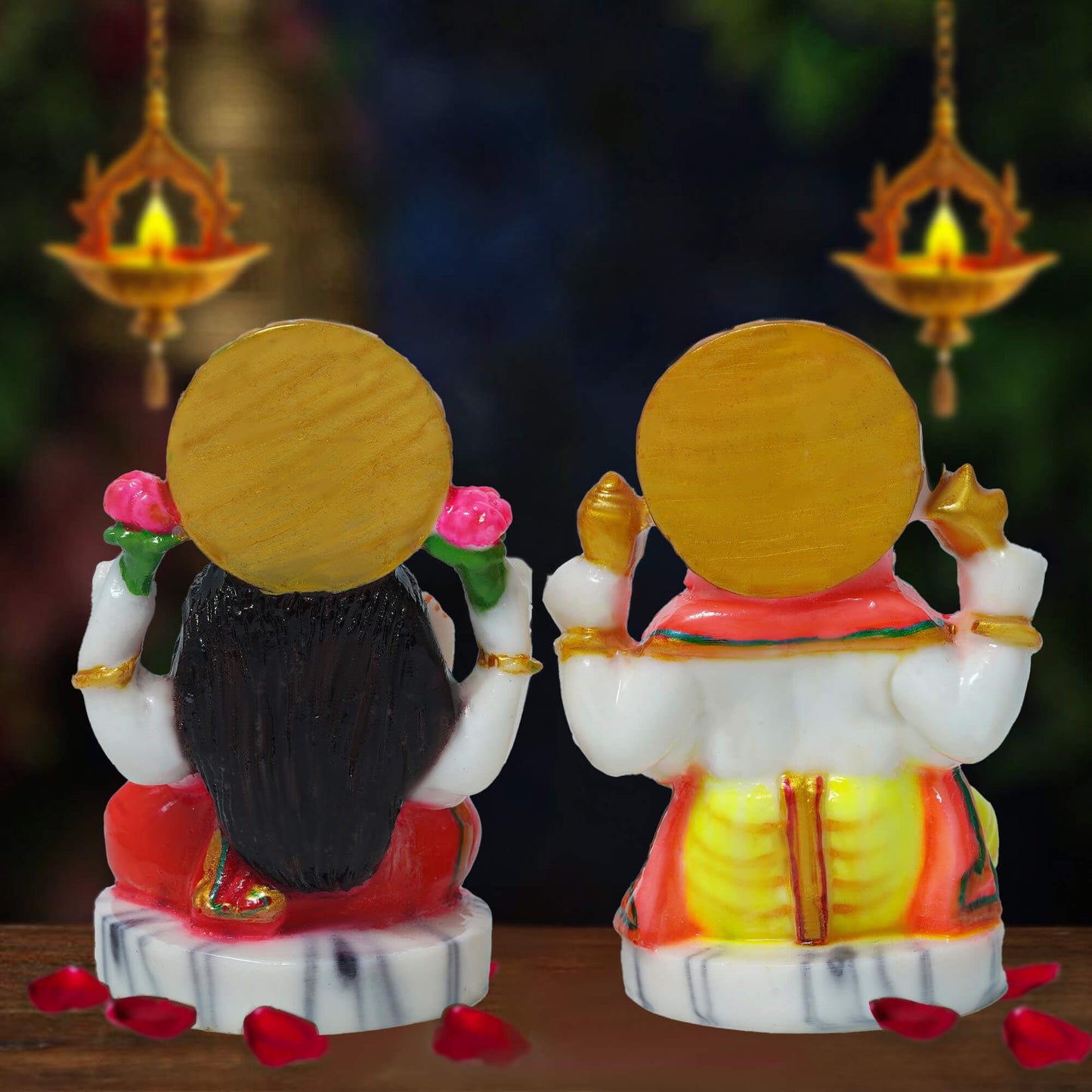 Marble Laxmi Ganesh Idol (10 cm x 7 cm | 280 gm)