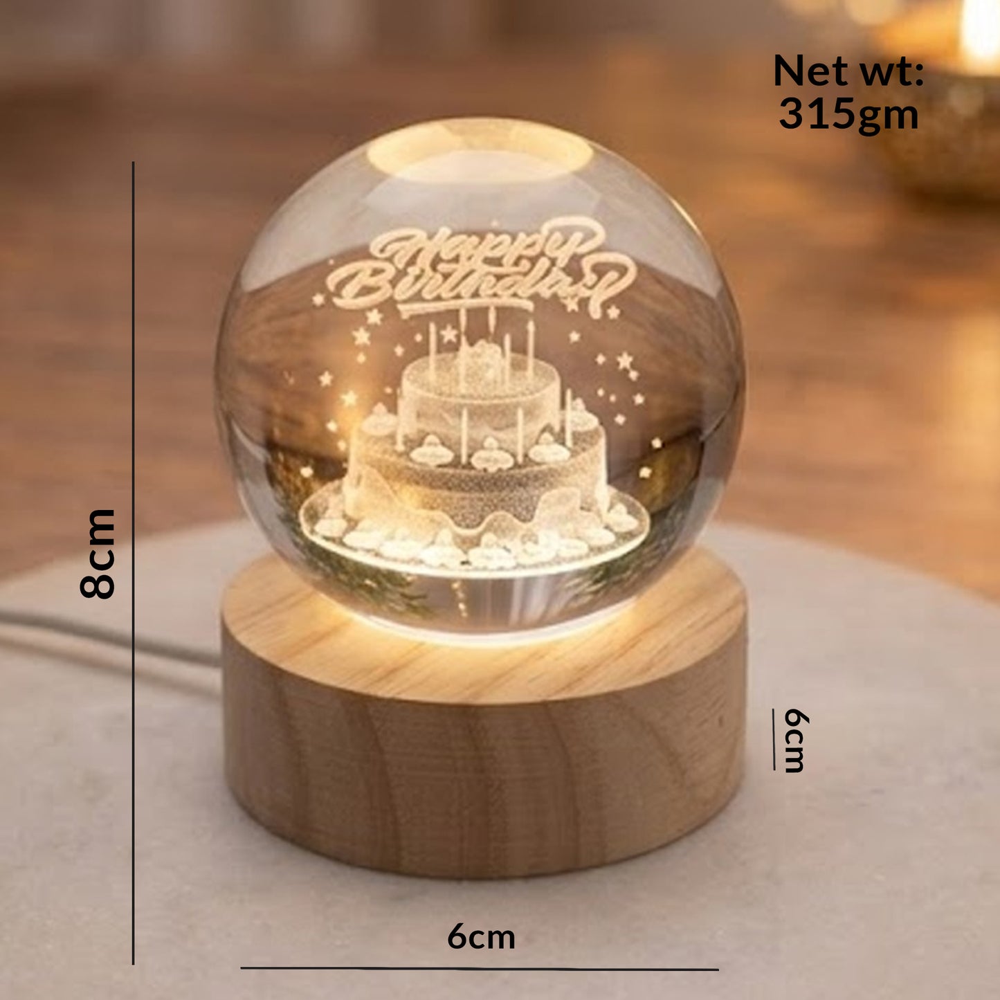 3D Crystal Ball LED Lamp | Premium Decorative Night Light & Personalized Gift