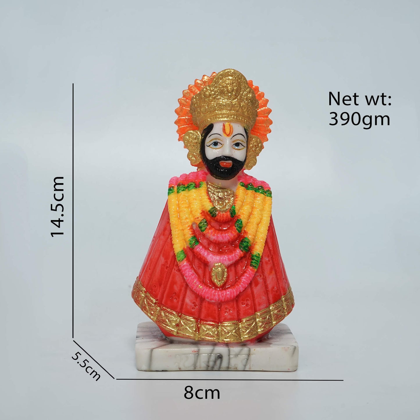Marble Khatu Shyam Idol | Handcrafted Shyam Baba Murti (14.5 cm × 8 cm | 390 gm)