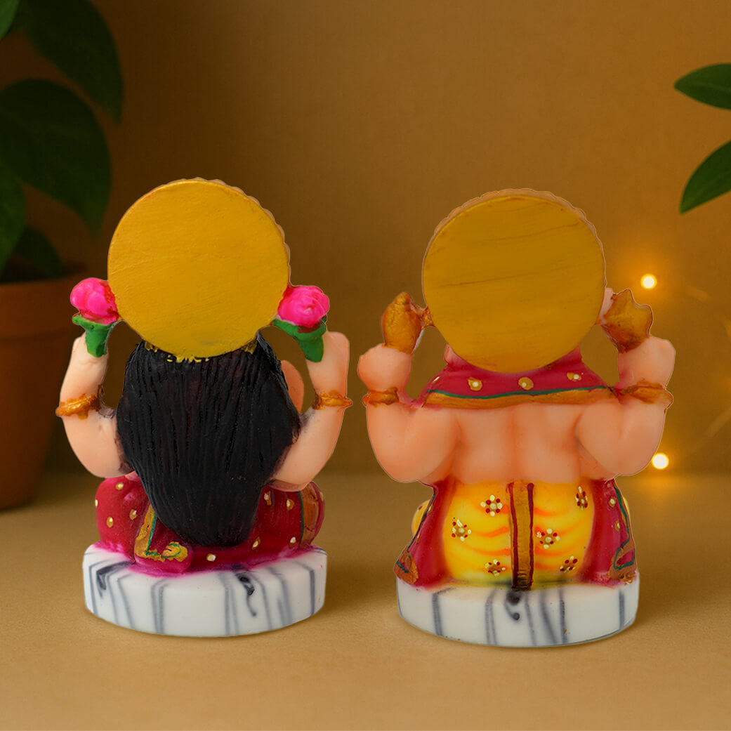 Marble Laxmi Ganesh Idol (10 cm x 7 cm | 270 gm)