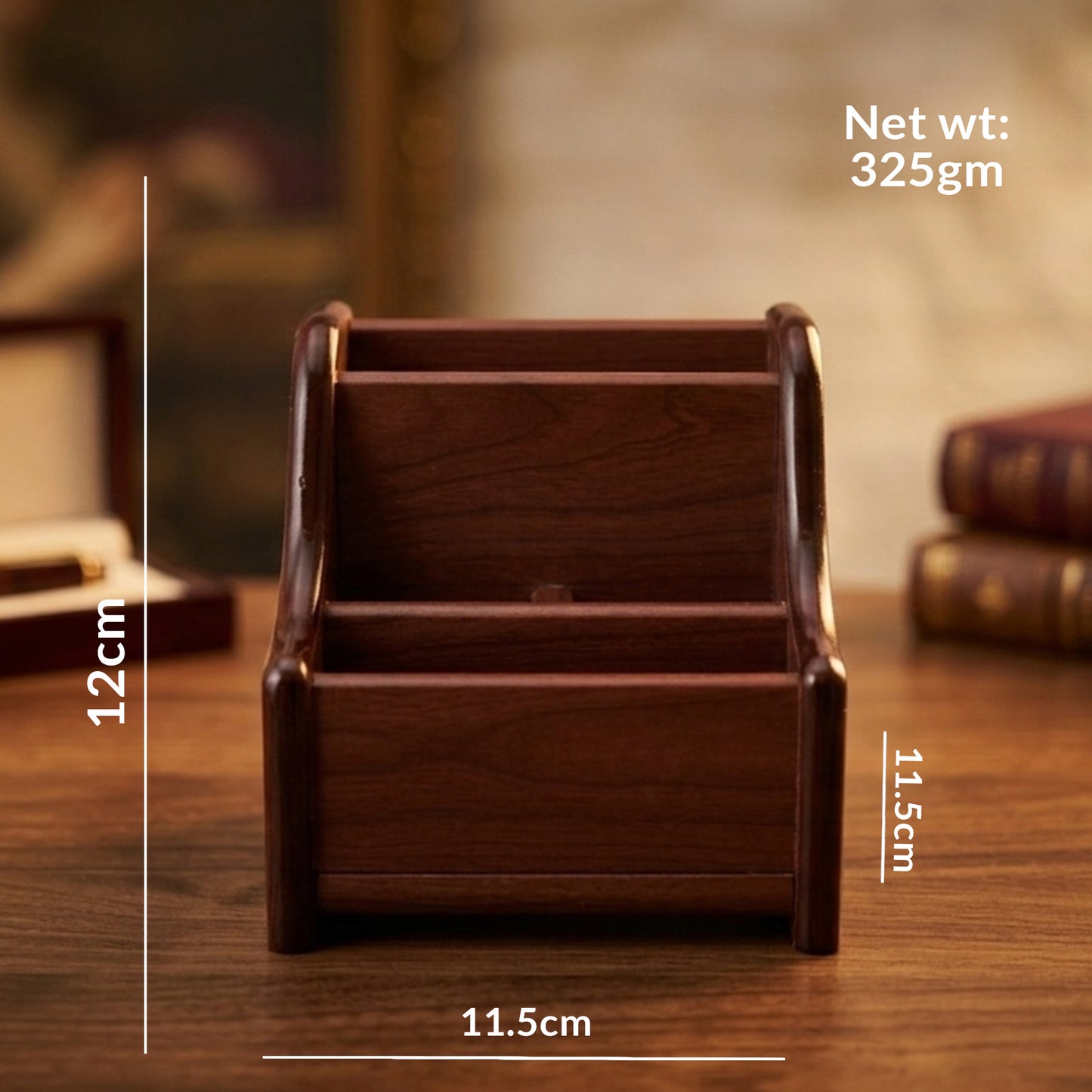 Premium Wooden Desk Organizer | Multi-Compartment Office & Workspace Organizer
