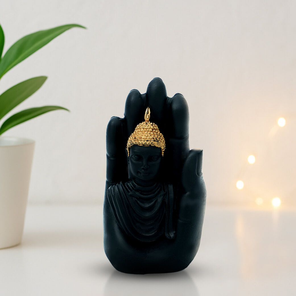 Marble Black Buddha Hand Murti (7 cm × 3 cm | 97 gm)