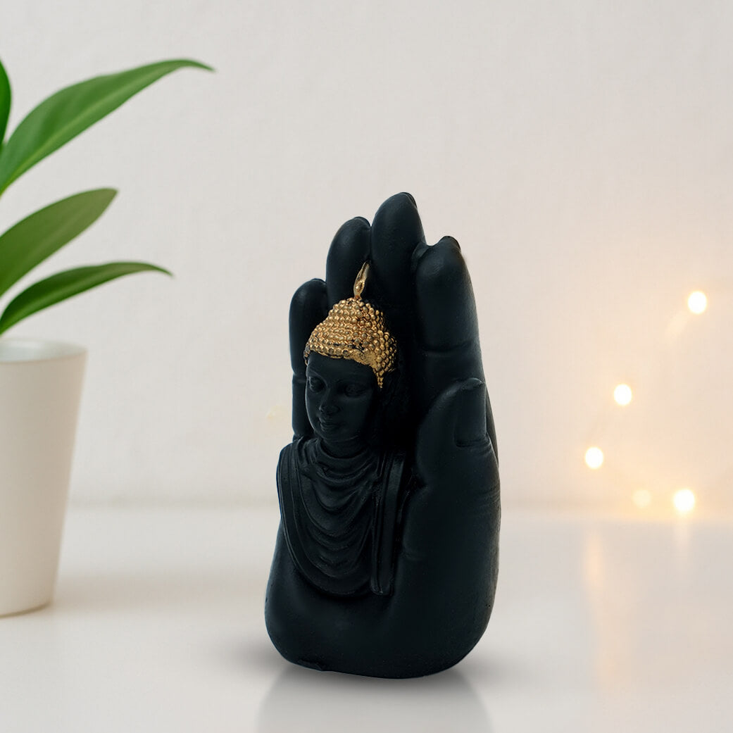 Marble Black Buddha Hand Murti (7 cm × 3 cm | 97 gm)