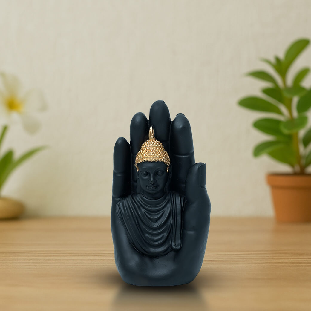 Marble Black Buddha Hand Murti (9.5 cm × 4 cm | 177 gm)