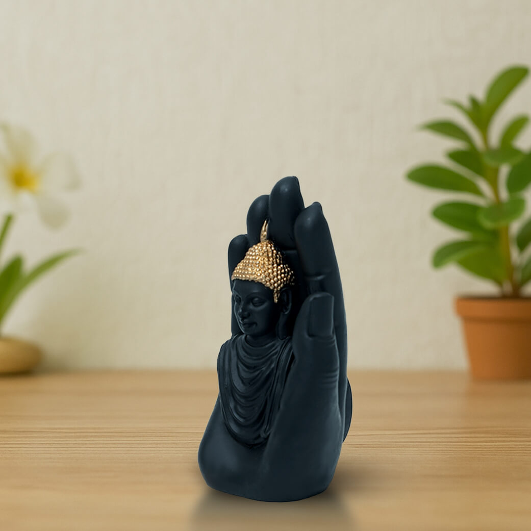 Marble Black Buddha Hand Murti (9.5 cm × 4 cm | 177 gm)