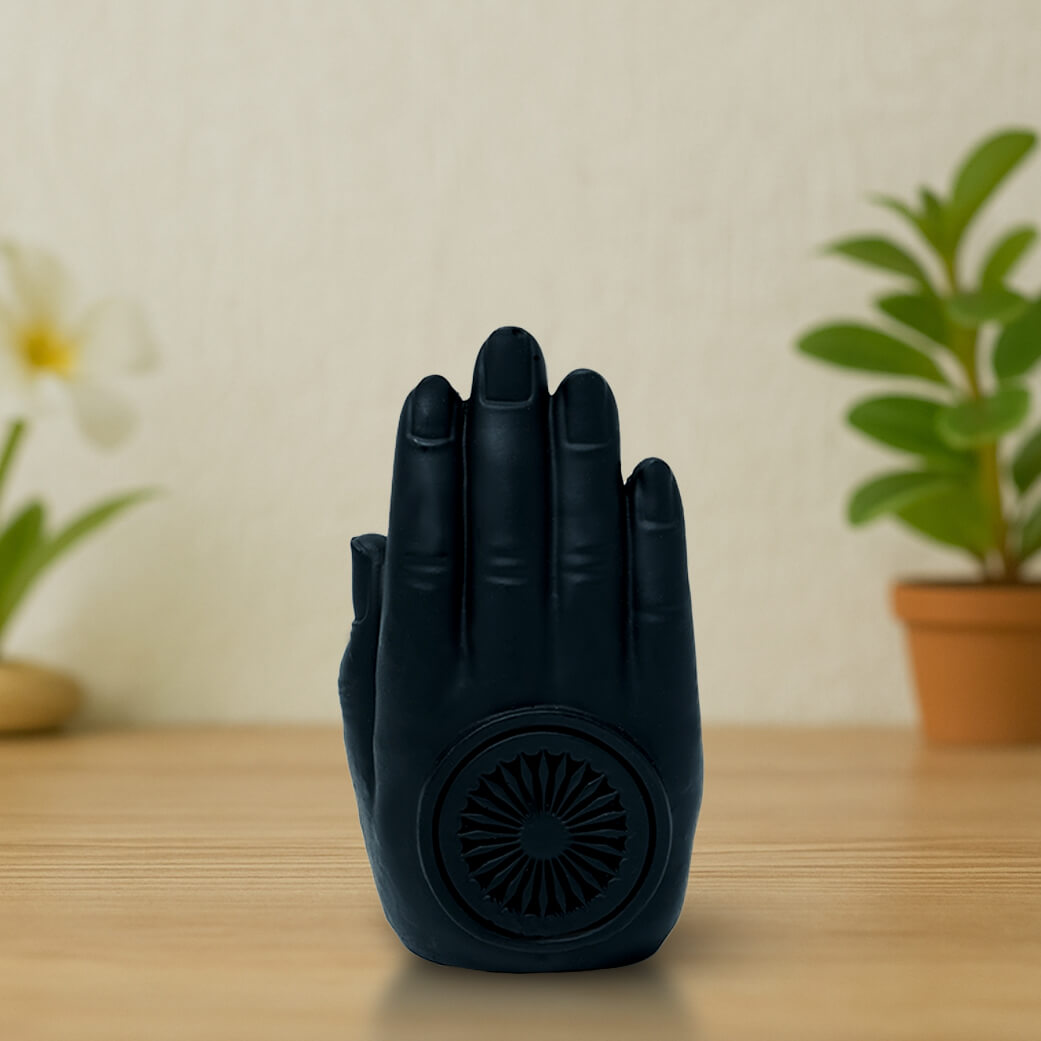 Marble Black Buddha Hand Murti (9.5 cm × 4 cm | 177 gm)
