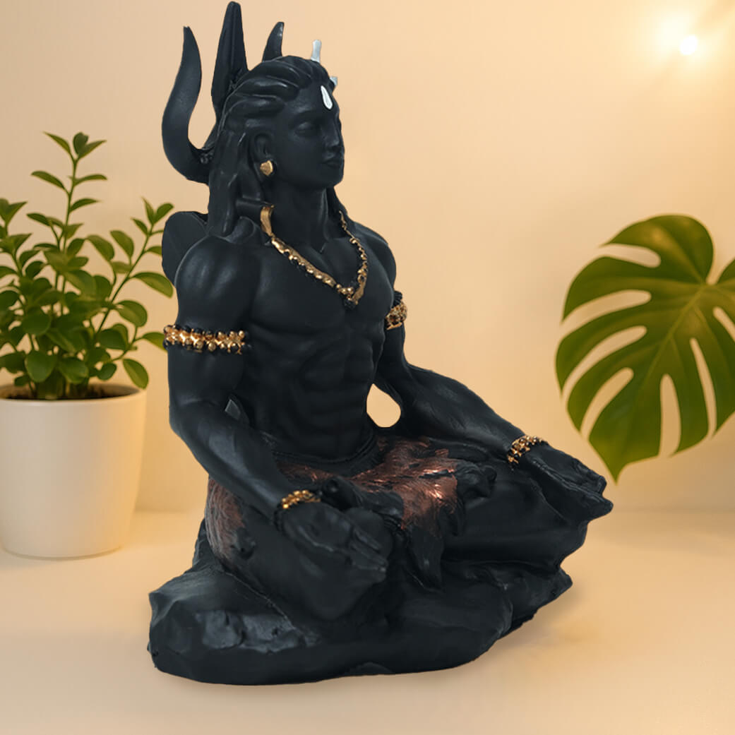 Black Marble Mahayogi Hindu Goddess Statue