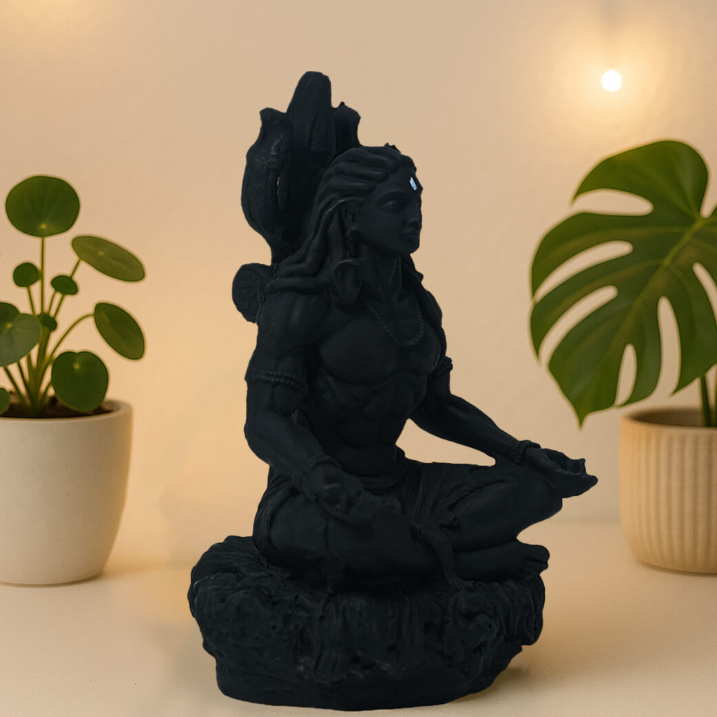 Black Marble Mahayogi Hindu Goddess Statue