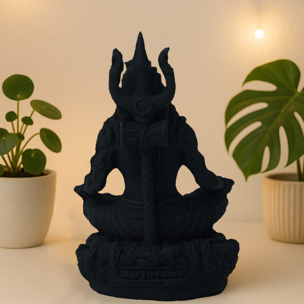 Black Marble Mahayogi Hindu Goddess Statue