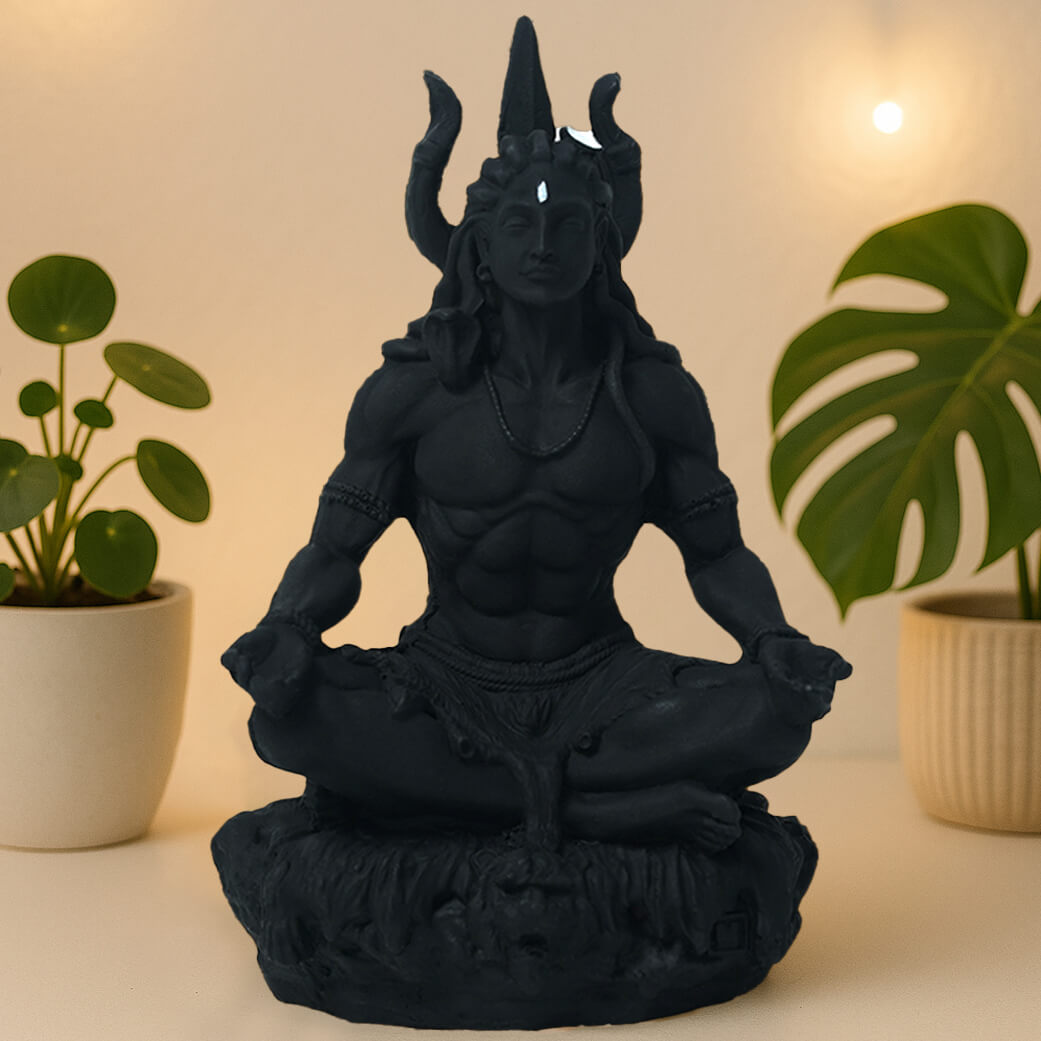 Black Marble Mahayogi Hindu Goddess Statue