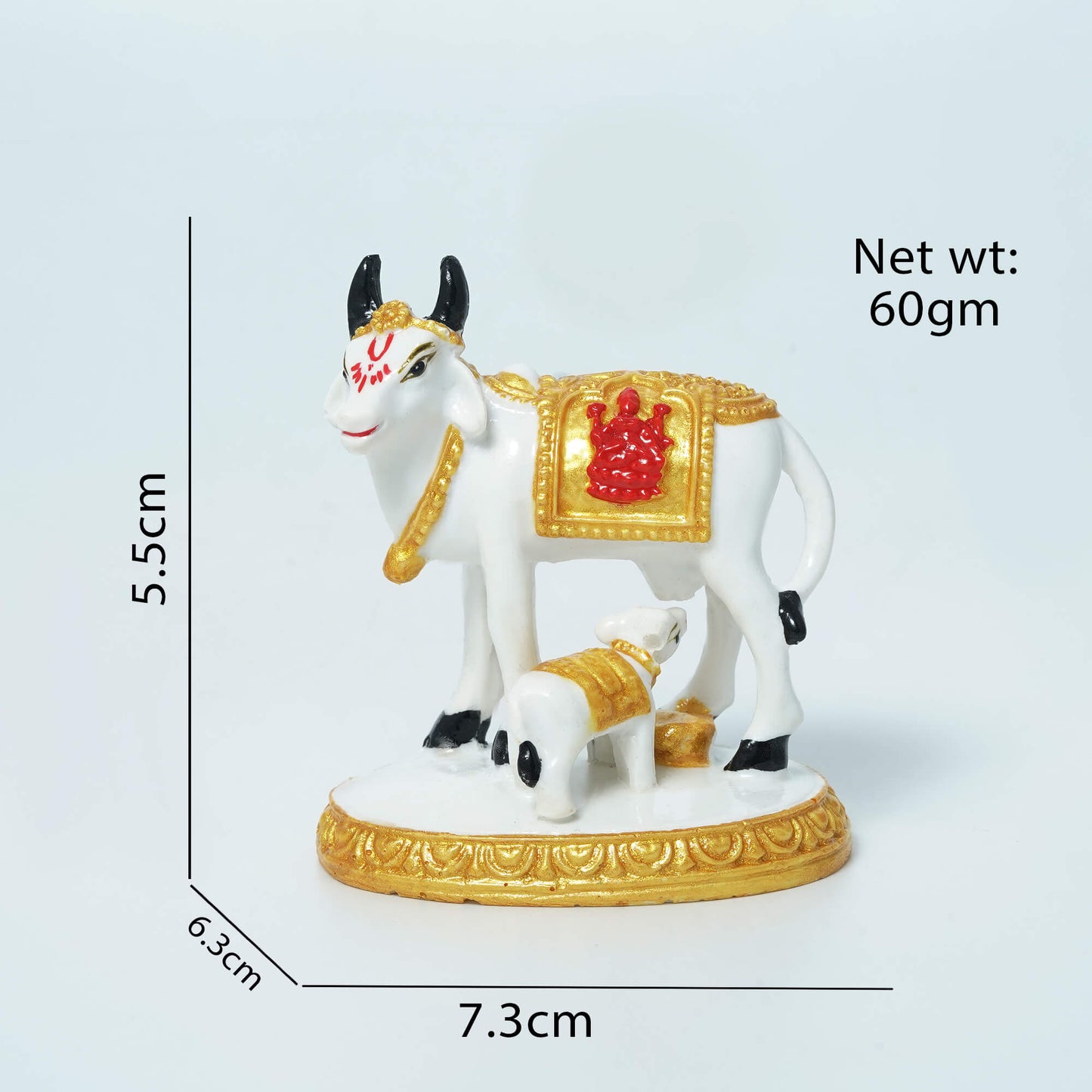 Marble Black Cow Calf GN Murti  5.5 cm 7.3 cm 60 gm