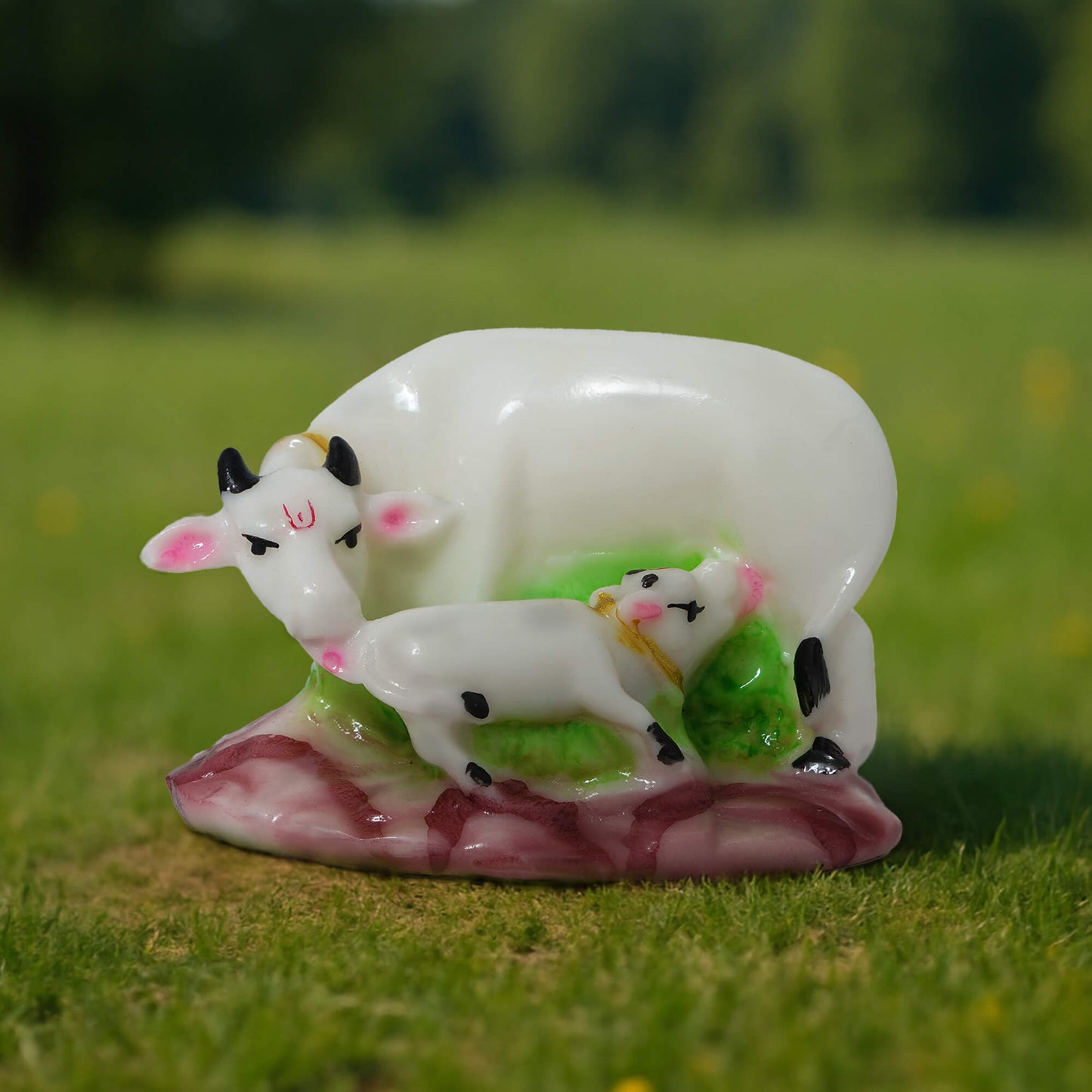 Marble Black Cow & Calf GN Murti (8 cm x 7 cm | 120 gm)
