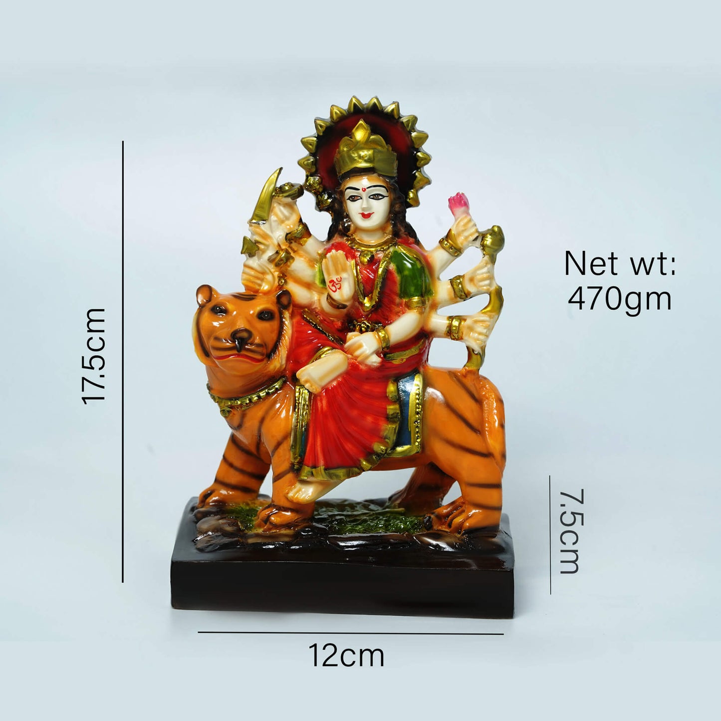Marble Durga Mata Idol | Handcrafted Maa Durga Murti for Home Temple, Puja & Gift (17.5 cm x 12 cm, 470 gm)