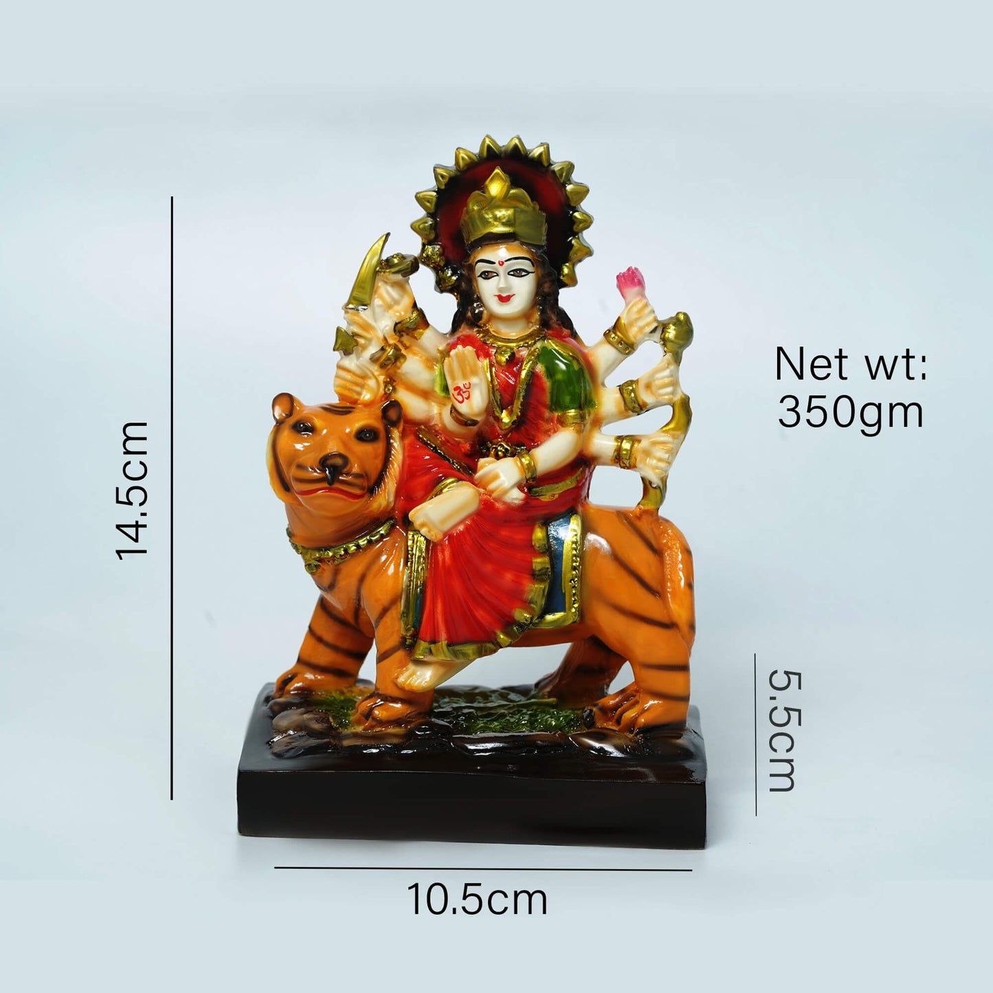 Marble Durga Idol | Handcrafted Maa Durga Murti for Home Temple, Puja & Gift (14.5 cm x 10.5 cm, 350 gm)