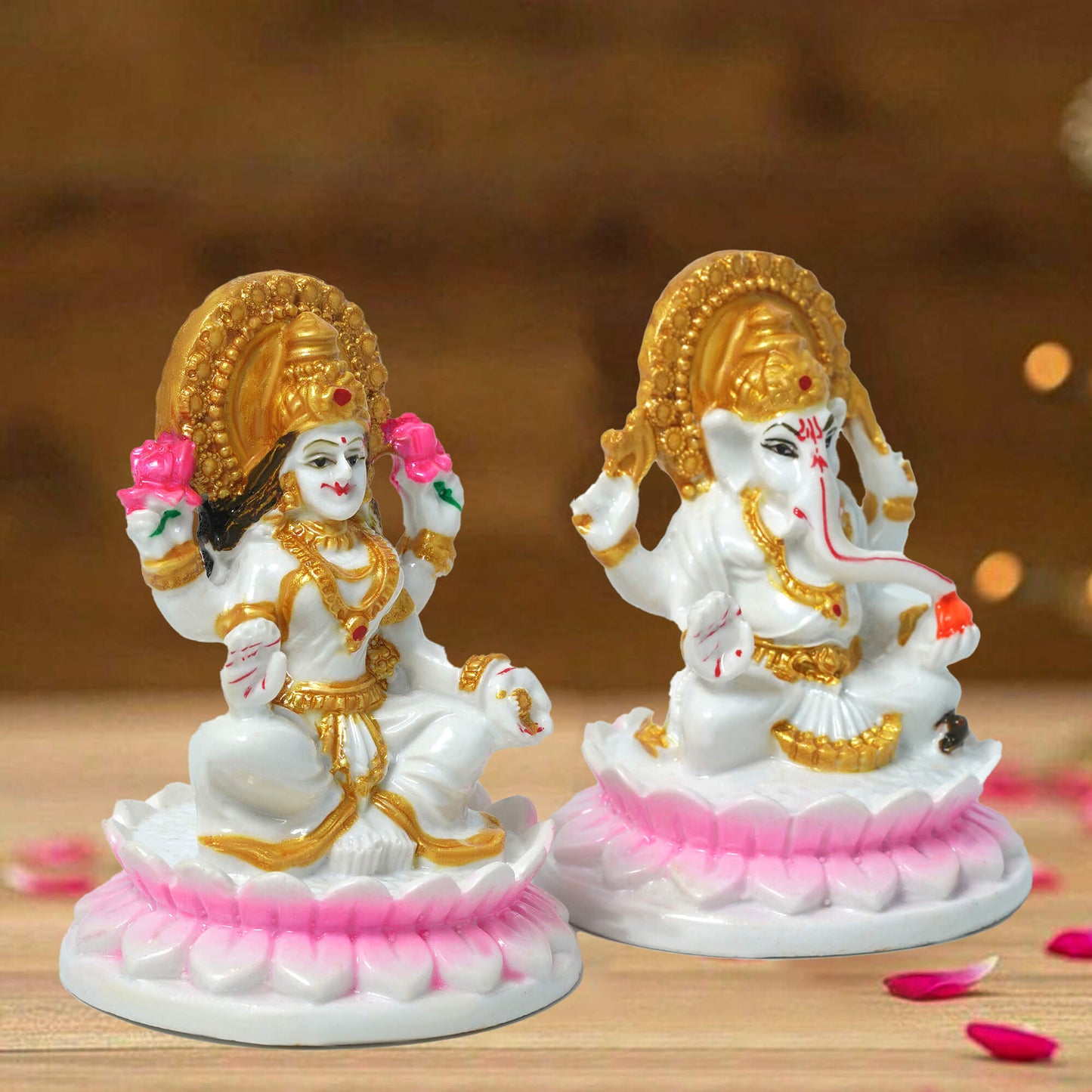 Marble Laxmi Ganesh Idol (7.5 cm x 6.5 cm | 260 gm)