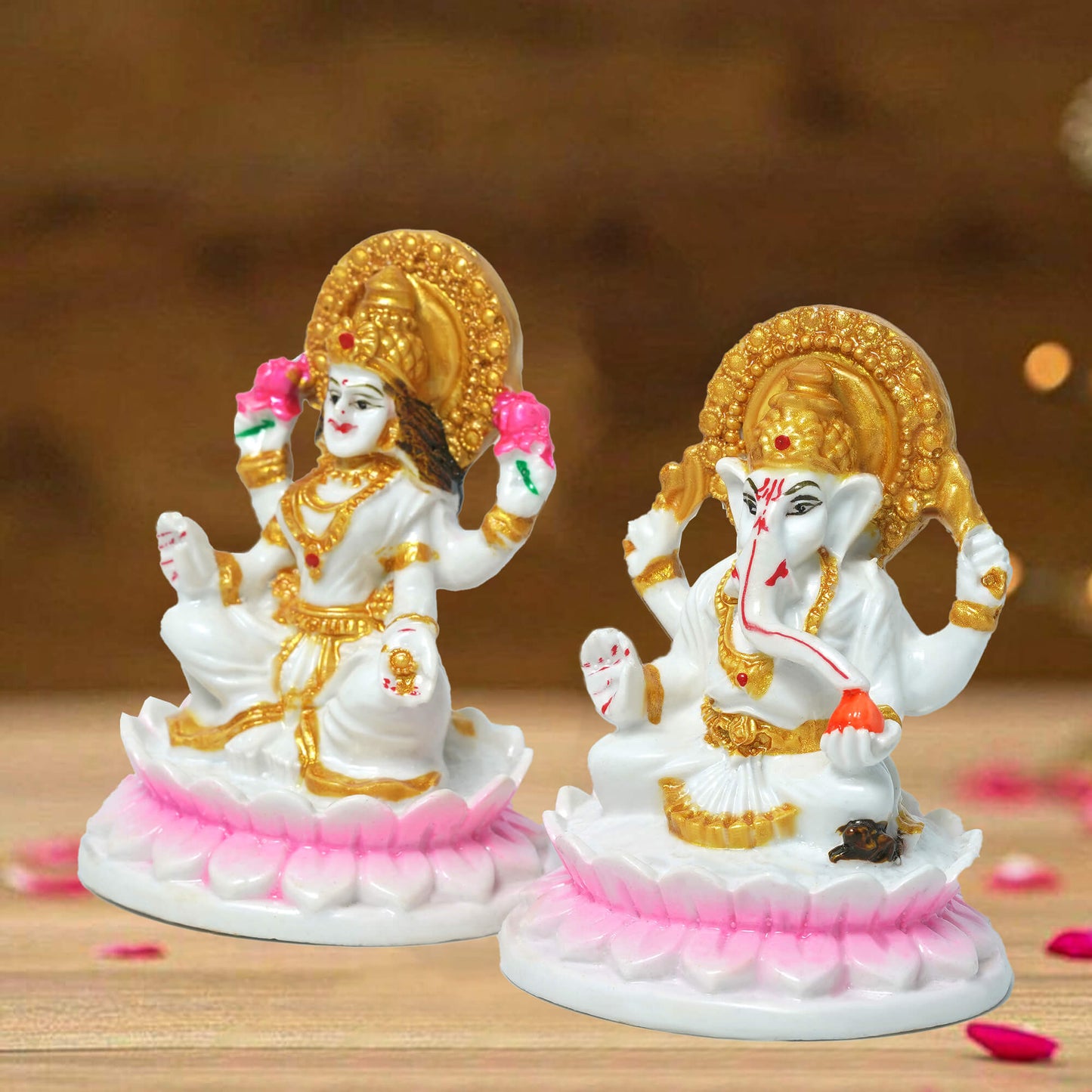 Marble Laxmi Ganesh Idol (7.5 cm x 6.5 cm | 260 gm)