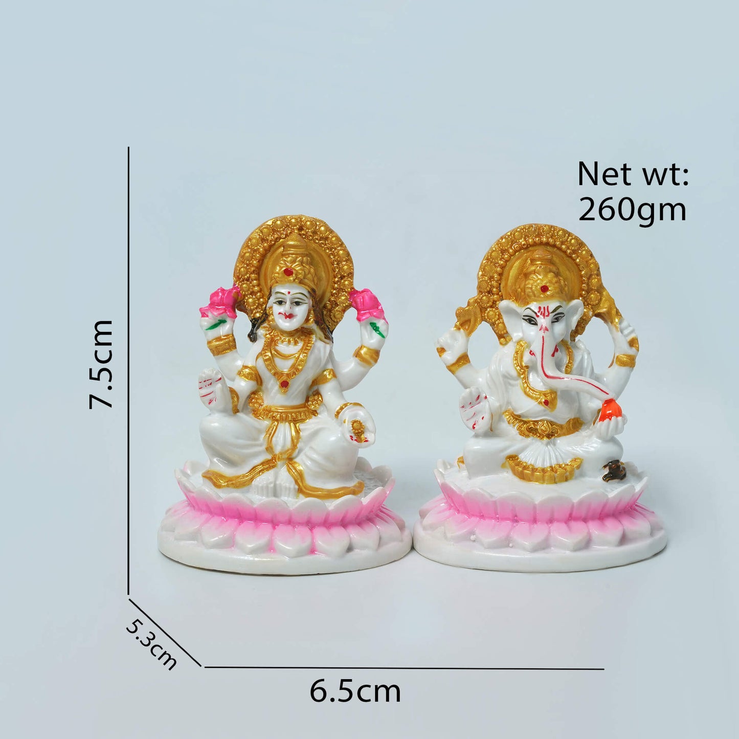 Marble Laxmi Ganesh Idol (7.5 cm x 6.5 cm | 260 gm)